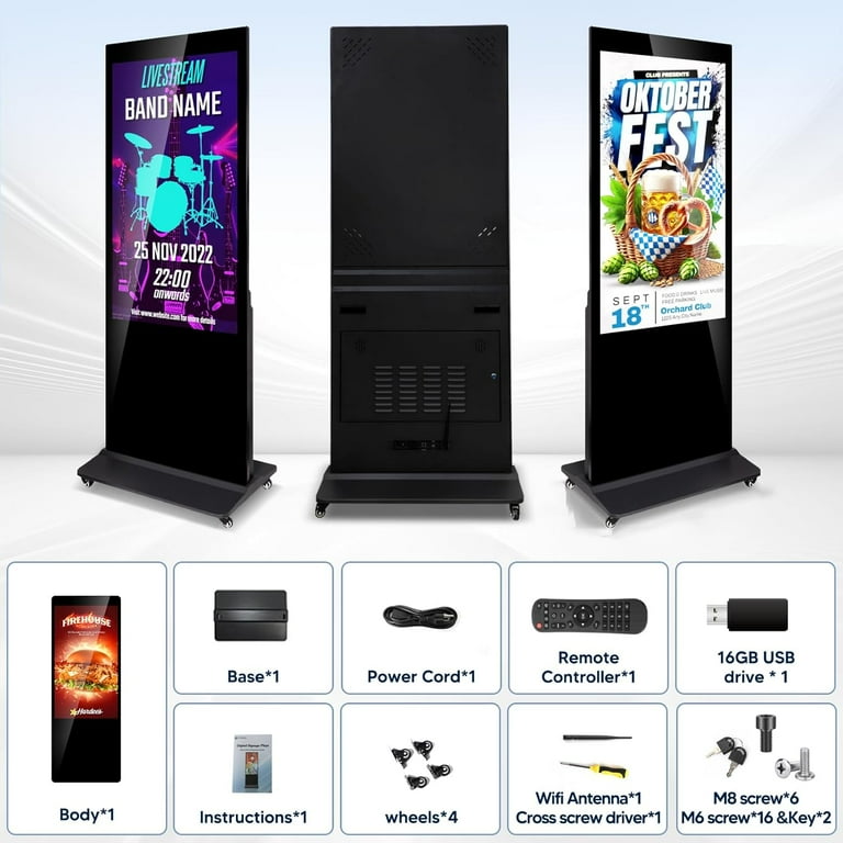 Digital Signage Display, 65 Inch 4K Indoor LCD Screen IPS Floor