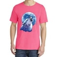 thumbnail image 2 of Wild Bobby, Wolf Howling at The Moon, Animal Lover, Garment-Dyed Washed Look Short Sleeve T-Shirt, Neon Pink, 2XL, 2 of 3