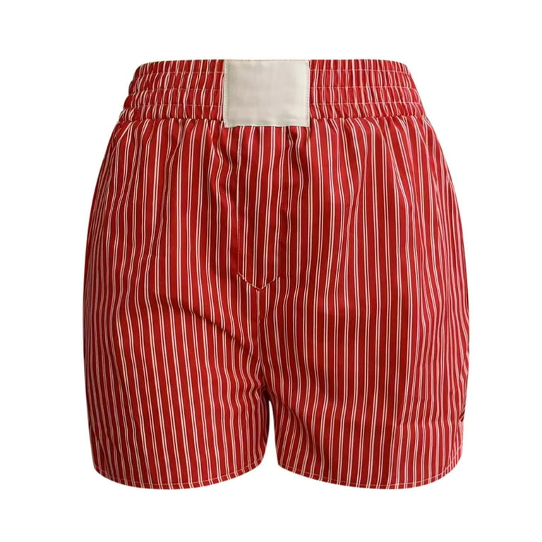 Denim shorts with red stripe hot sale