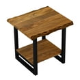 thumbnail image 1 of Acacia Wooden Chairside Table with Black Metal Legs, 1 of 1