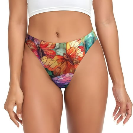 Thongs for Women - Colorful Butterfly Cluster No Show Seamless Womens Thongs Underwear  Stretch G String Thongs for Women  Ladies Breathable Thong Bikini Panties Briefs