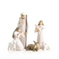 thumbnail image 1 of Juego de figuras decorativas navideñas: estilo esculpido con José, María sosteniendo al Niño Jesús, un burro y un cordero para decoración navideña y de Nochebuena, 1 of 5