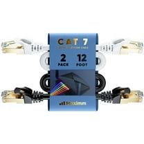 Cat 7 Ethernet Cable 12 ft - (2 Pack) High-Speed Cat7 Internet & Network LAN Patch Cables, RJ45 Connectors - Perfect for Gaming, Streaming, and More (Black and White)