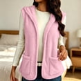 thumbnail image 2 of Lcziwo Plus Size Fuzzy Fleece Vest for Women Sleeveless Pockets Open Front Cardigan Faux Fur Winter Warm Hoodies Pink,XXXL, 2 of 8
