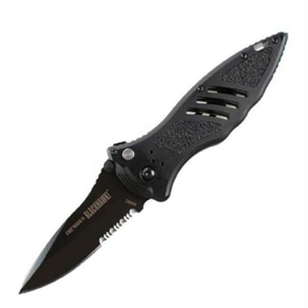 BLACKHAWK! CQD Mark II Aluminum Handle Manual Folding Knife - Serrated Edge