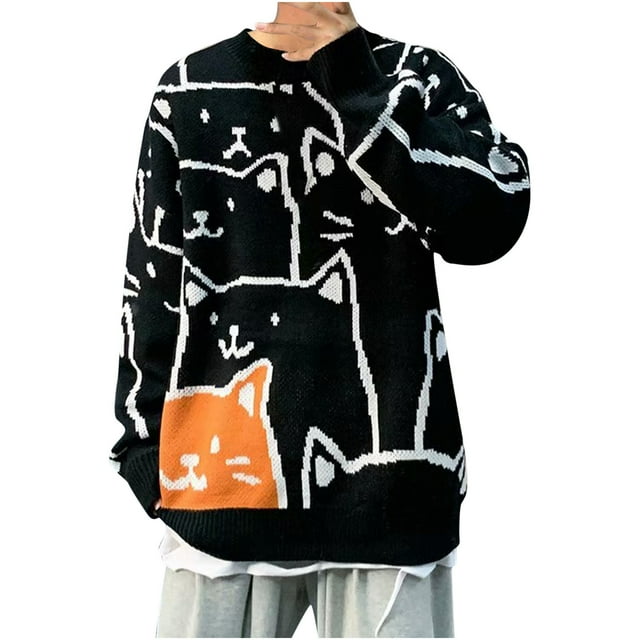 EGNMCR Chandails pour Hommes Tenue de Couple Mode Douce Manches Longues Col Rond Tricot, Cadeaux pour Hommes