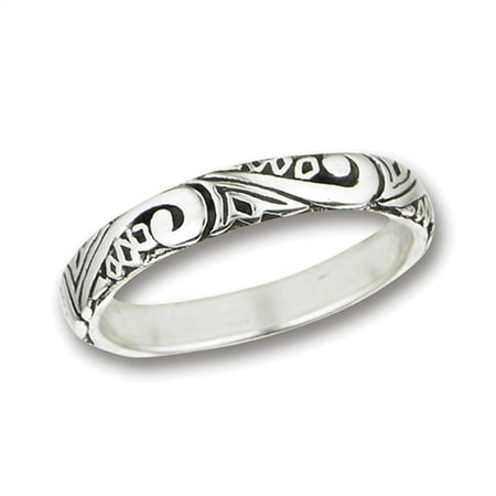 - Swirl Scroll Wedding Thumb Ring ( Sizes 6 7 8 9 ) .925 Sterling Silver Stackable Band Rings by Sac Silver (Size 9)