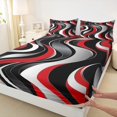 thumbnail image 3 of Manfei Girly Red Minimalst Full Size Sheets, Stripes Ombre Bed Sheets, Modern Abstract Geometric Sheet Sets, Luxury Bedroom Decor, 4 Pieces, 3 of 7
