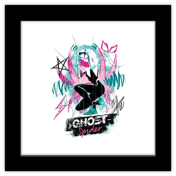 Gallery Pops Marvel Spider-Man - Ghost-Spider Ready-Set-Go Wall Art, Black Framed Version, 12" x 12"