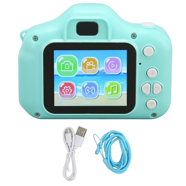 Cámara para niños con diseño redondeado de dibujos animados, pantalla IPS de 2 pulgadas, enfoque automático, cámara digital para niños
