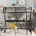thumbnail image 3 of TOPCHANCES Twin Loft Bed with Desk Loft Bed with Ladder and Full-Length Guardrails X-Shaped Frame Bed  - Black, 3 of 12