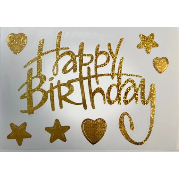 HEARTS and STARS HOLOGRAPHIC Gold Sticker