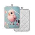 thumbnail image 2 of Two Pieces Of Square Heat Insulation Pad Oven Mitts 7x9.8 Inch Oven Microwave Kitchen Cooking Baking Super Beautiful Pink Birds, 2 of 7