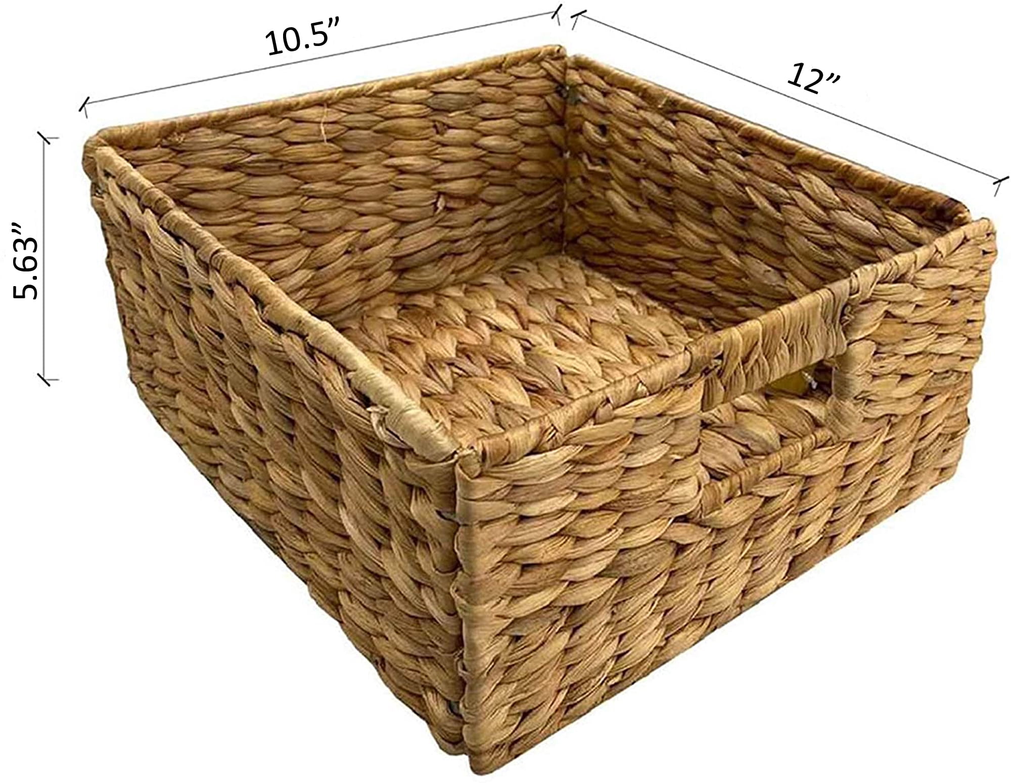 eHemco 3 Tier x-Side End Table Side Table Storage Cabinet with 3 Natural Water Hyacinth Wicker Baskets, White
