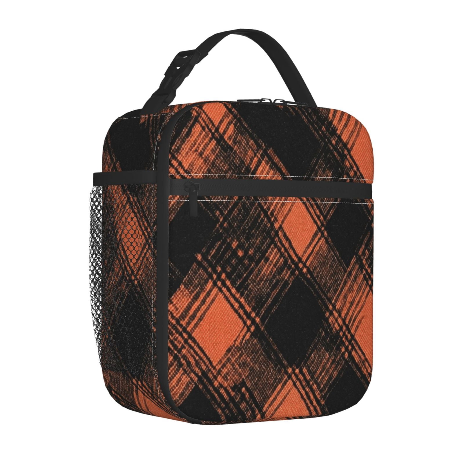 Lunch Bag For Women Men Insulated Portable Lunch Box Bento Box Office Picnic Travel Cooler Bag Argyle Plaid Darksalmon_1