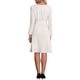 thumbnail image 3 of Vestido de trabajo elegante de mujer con cuello en V, mangas largas, con cinturón y corte acampanado XL color crema blanco, 3 of 5