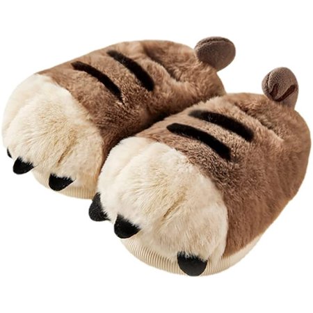 

CoCopeaunt Soft Plush Animal Paws Fuzzy Slippers for Boys Girls Winter Warm Fun Cute Closed Toes Home Slippers