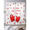 thumbnail image 3 of Semi Sheer Window Curtains 96 Inches Long, Happy Valentine's Day Rod Pocket Voile Silky Chiffon Curtain Treatment Drapes for Kitchen, Living Room, Red Love Heart Fly Romantic 52"x96", 2 Panels, 3 of 9