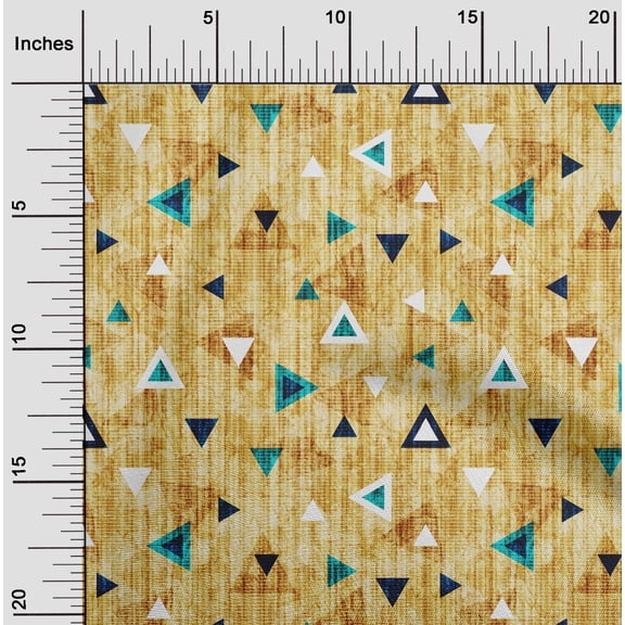 oneOone Cotton Cambric Yellow Fabric Texture & Triangle Geometric Sewing Material Print Fabric By The Yard 42 Inch Wide