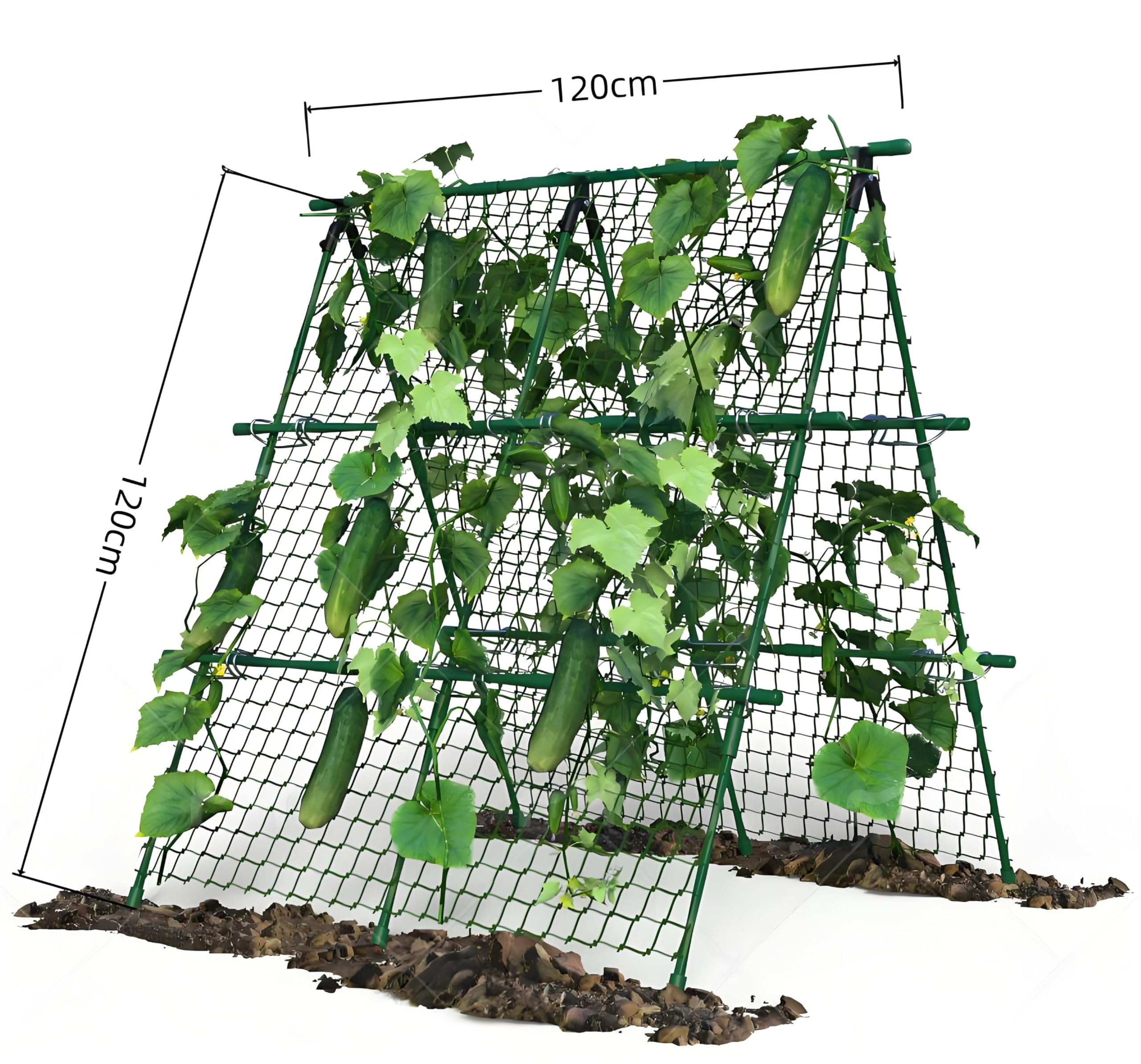 Kselythan Cucumber Trellis,4ft x 4ft Green Metal A-Frame Garden Trellis for Climbing Plants – Support for Cucumbers,Tomatoes, Peas,Beans,and Vines, Includes Netting, Fits Raised Beds,Outdoor Support