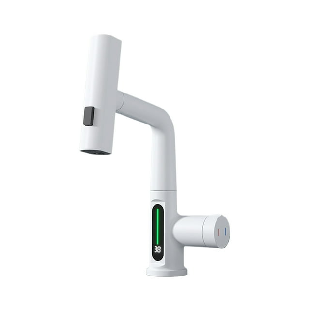 tredstone Robinet d'Évier de Salle de Bain Premium avec 3 Modes de Débit d'Eau Relevables et Rotation à 360° Blanc