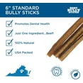 thumbnail image 3 of Best Bully Sticks 6 Inch Bully Sticks - 8 oz (Pack of 1) - 100% Natural Grass-Fed, Grain and Rawhide Free, Great for Medium or Large Pets, 3 of 7