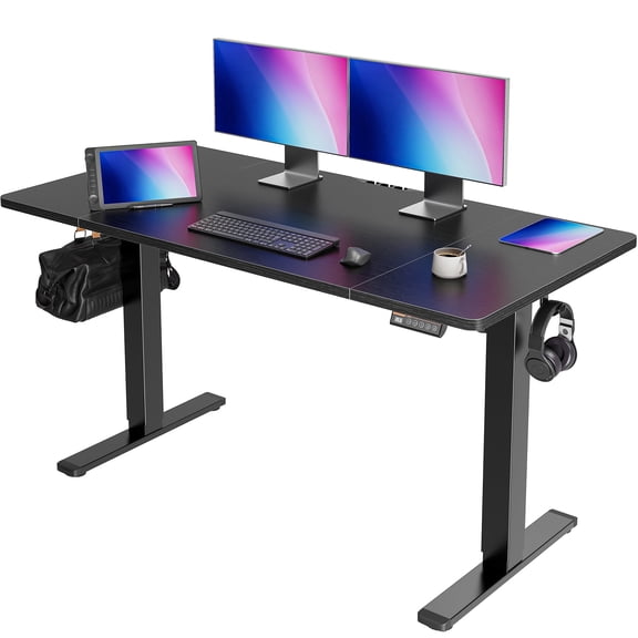 Amadwell 55" Electric Height Adjustable Standing Desk, 27.6" Deep Work Table with Cable Management, Home Office Desk