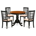 thumbnail image 2 of East West Furniture Antique 5-piece Dining Set with Linen Chairs in Black/Cherry, 2 of 7
