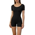 thumbnail image 1 of Yigetop Combinaison de Sommeil Extensible Col Rond Manches Courtes Côtelée Ajustée Confortable Quotidienne Décontractée Maison & Extérieur Pyjama Combinaison Noir TP, 1 of 5