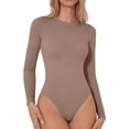thumbnail image 1 of Body à Manches Longues Sans Couture pour Femmes Col Rond T-Shirt Basique Extensible, 1 of 6