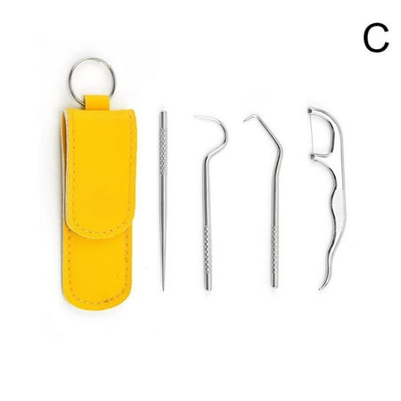 

Mini Metal Toothpick Holder Floss Tooth Picks Set Portable Scraper Dental Tools S6B9