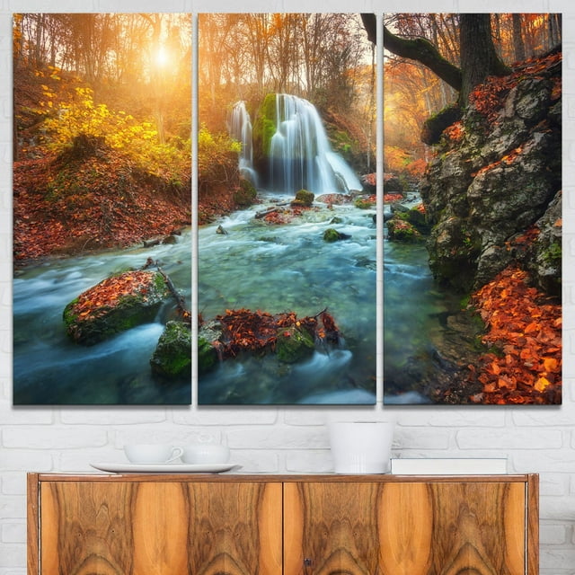 Tableau moderne imprimée sur toile Design Art Rivière en foret