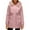Pink, variant on Women's Mid-length Solid Color Cotton Coat with Removable Hood Fur Collar, Pink, Size XL