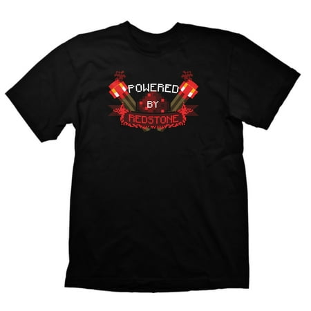 JINX Minecraft Powered by Redstone Men's Basic Tee Shirt (Black,