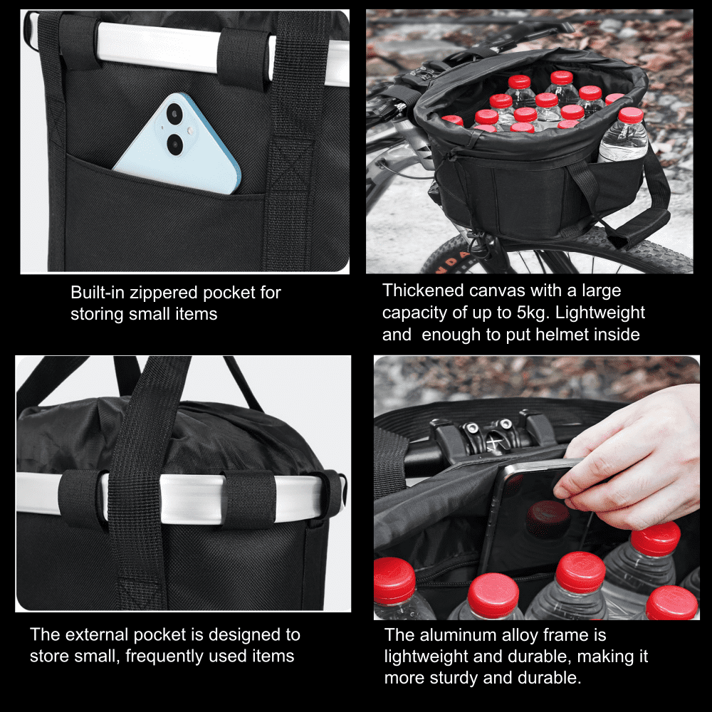 Night Eyes Outdoor Folding Detachable  Bicycle Dog Basket , Dog Front Basket for Bike Black Quck Replease