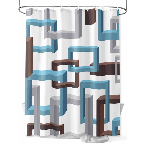 Shower Curtains Blue Bath Curtain Brown Gray Line Abstract Waterproof Bathroom Shower Curtain Set with Hooks Decoration 72 x 84 Inches