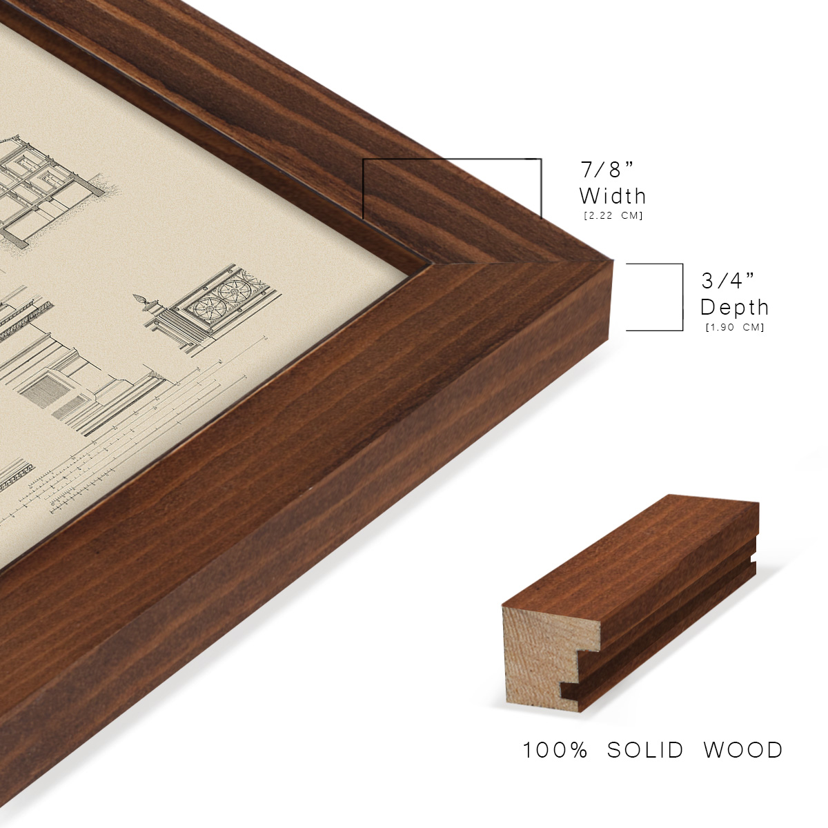 Estate and Plan II -Framed Print w/glass-Chestnut