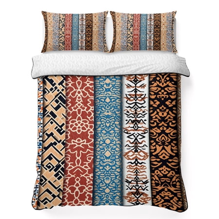 Boho 3 Piece Quilt Bedding Set with 2 Pillow Shams Retro Ethnic Lightweight Bedspread Coverlet Soft Breathable All Season Quilt 90 x 96 Inch