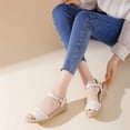 thumbnail image 6 of Gpaecead Women Open Toe Espadrilles Wedge Sandals Plus Round Toe Canvas Breathable Spring Summer Beach Height Casual White, 6 of 7