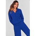 thumbnail image 4 of Conjunto Deportivo PRETTYGARDEN Azul Real Media Cremallera Pantalón Palazzo Ancho XL, 4 of 8