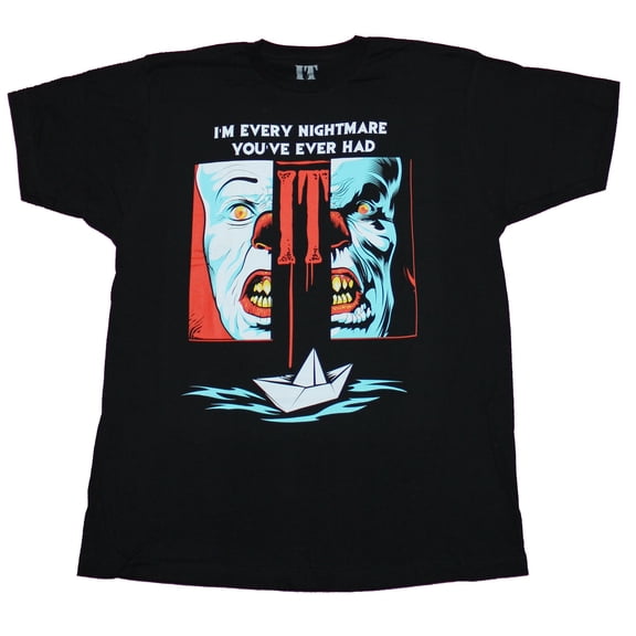 It the Movie Mens T-Shirt - Split Face Pennywise I'm Every Nightmare (2X-Large)