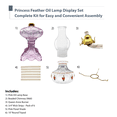 thumbnail image 3 of Light Of Mine Princess Feather Oil Lamp Ornate Decorative Antique Pedestal Style Glass Oil Hurricane Lamp Clear with 3/4" Wick roll Pink 10" Rose Crystal, 3 of 7