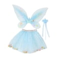 thumbnail image 2 of segolike 3 Pieces Girls Fairy Tutu Skirt and Stick Set Spring Festivals Fancy Dress Blue, 2 of 9