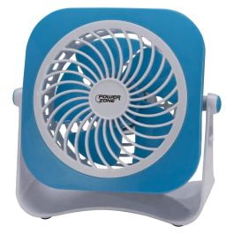 

4PC Power Zone Power Zone QT-U403B Tabletop Fan 5 Vdc 4 in Dia Blade 5-Blade 2-Speed 48 in L Cord White/Blue or White/Red (Case of 4)