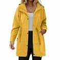 thumbnail image 2 of larppty Women Rain Jacket Lightweight Waterproof Raincoat Outdoor Hooded Windbreaker Trench Coat (Yellow, 3XL), 2 of 9