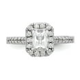 thumbnail image 4 of Solid 14k White Gold Emerald Shape Halo Engagement Ring with CZ Cubic Zirconia Size 5, 4 of 8