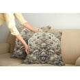 thumbnail image 2 of Ambesonne Rococo Throw Pillow Cover 2 Pack, Palatial Flowers Posh Ethnic, 18", Tan Dark Blue and Pale Ruby, 2 of 7
