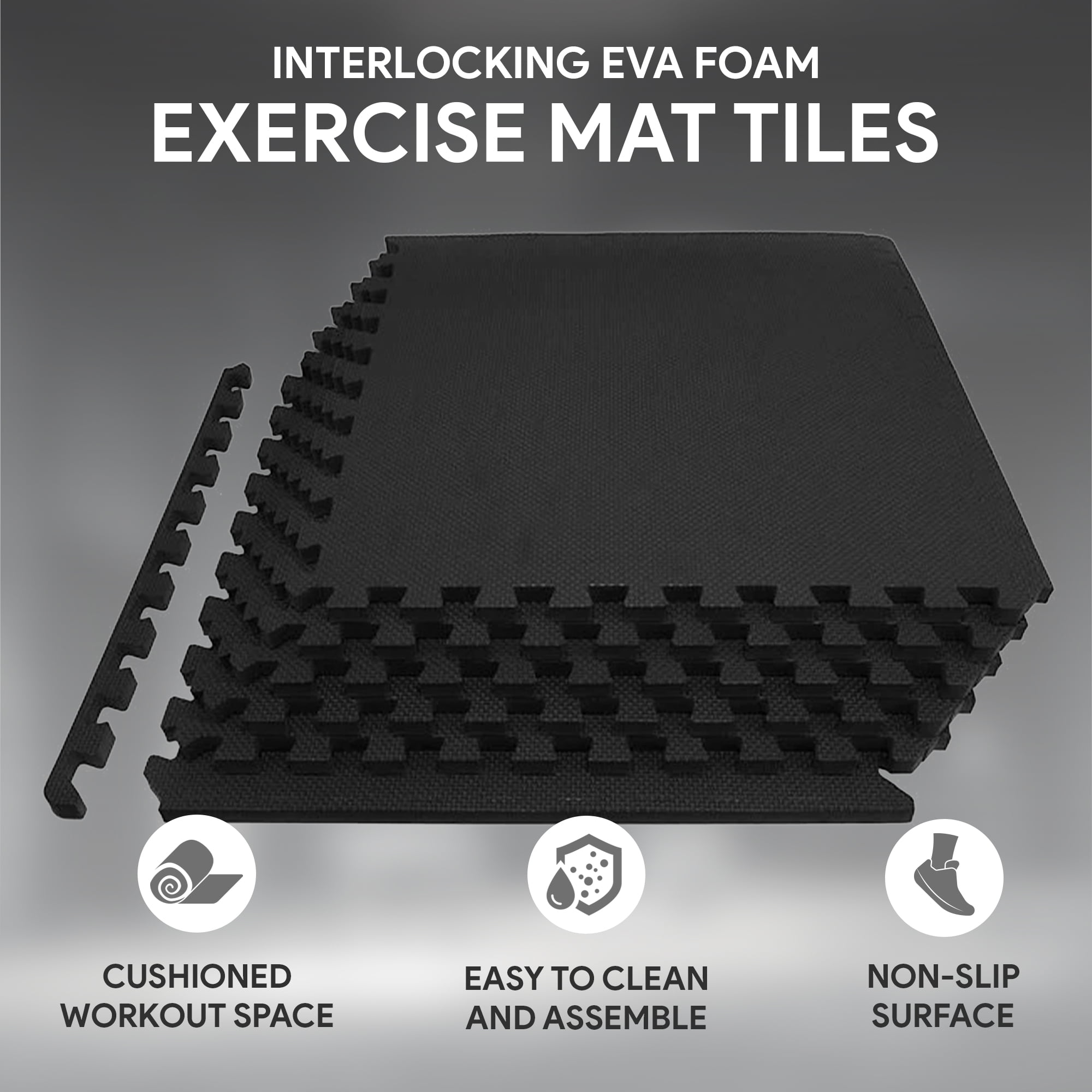 BalanceFrom Extra Thick Puzzle Exercise Mat, EVA Foam Interlocking Tiles for MMA, Gym, Indoor Workout Padding, Black - Walmart.com BalanceFrom Extra Thick Puzzle Exercise Mat, EVA Foam Interlocking Tiles for MMA, Gym, Indoor Workout Padding, Black - Walmart.com