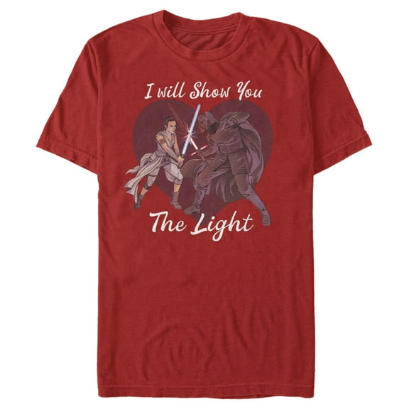 Men's Star Wars Kylo Ren and Rey I Will Show You the Light  Graphic Tee Red 3X Large