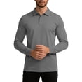 thumbnail image 5 of Jinhomg Men's Golf Polo Shirts Long Sleeve UPF 50+ Sun Protection Collar Shirts Lightweight Summer Casual Quick Dry Tee Shirts Gray,S, 5 of 6